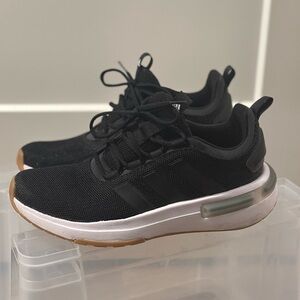 Adidas Black Mesh Sneakers with White and Tan Accents